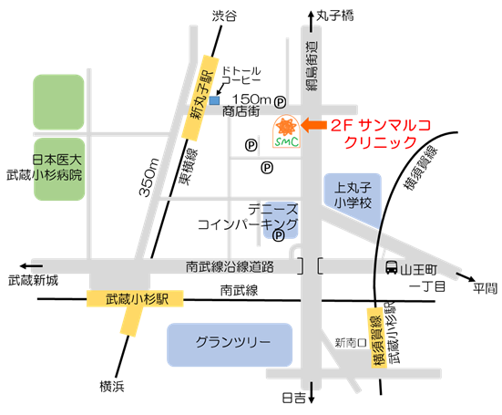 サンマルコクリニック周辺の案内図